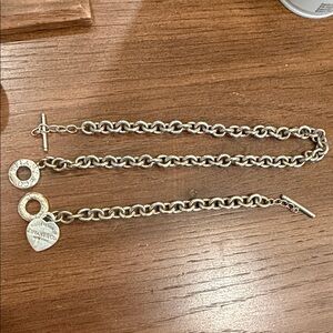 Tiffany & Co. Silver Chain only the Bracelet with Heart and Circle Charms